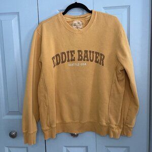 Vintage Eddie Bauer Mens Crewneck Sweatshirt Medium Mustard Yellow Y2K READ